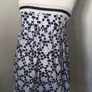 Strapless New York & company blue polka dot dress